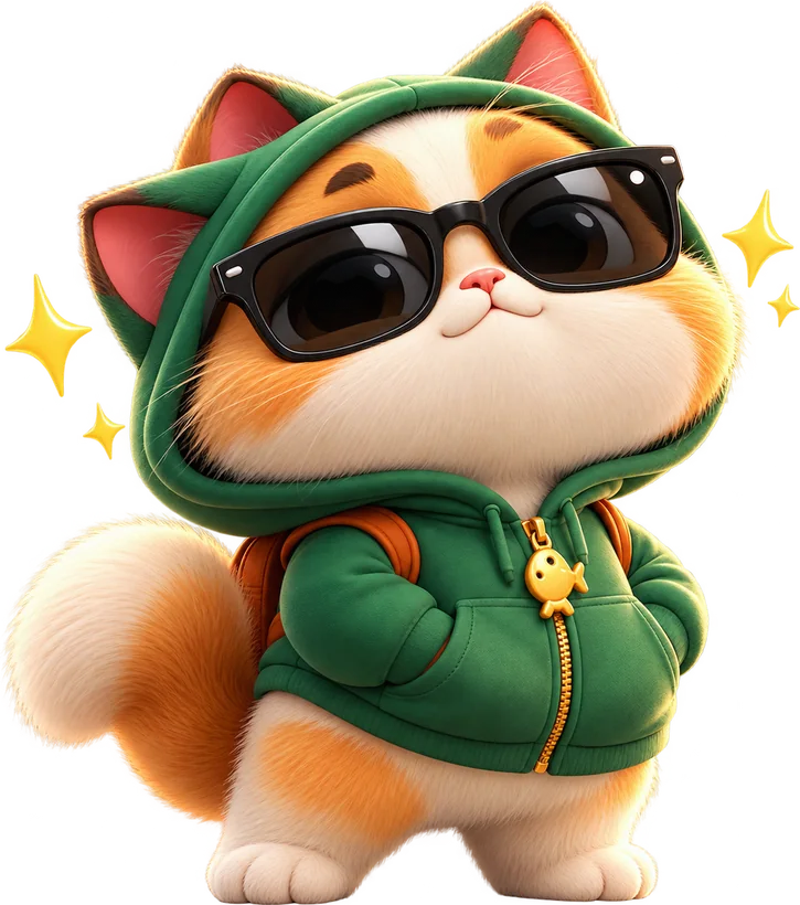 The cat in sunglasses, looking cool